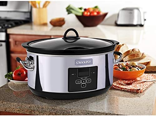 Crock-Pot 7 Quart Programmable Slow Cooker – Polished Platinum 33y77a