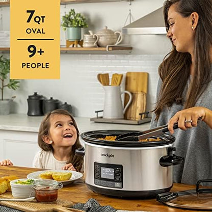 Crock-Pot 7 Quart Portable Programmable Slow Cooker with Timer aur45y