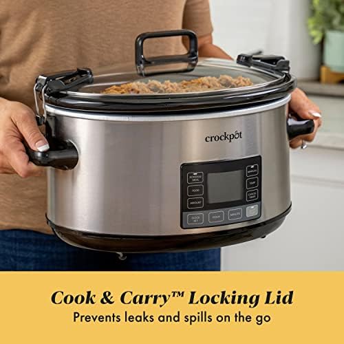 Crock-Pot 7 Quart Portable Programmable Slow Cooker with Timer aur45y